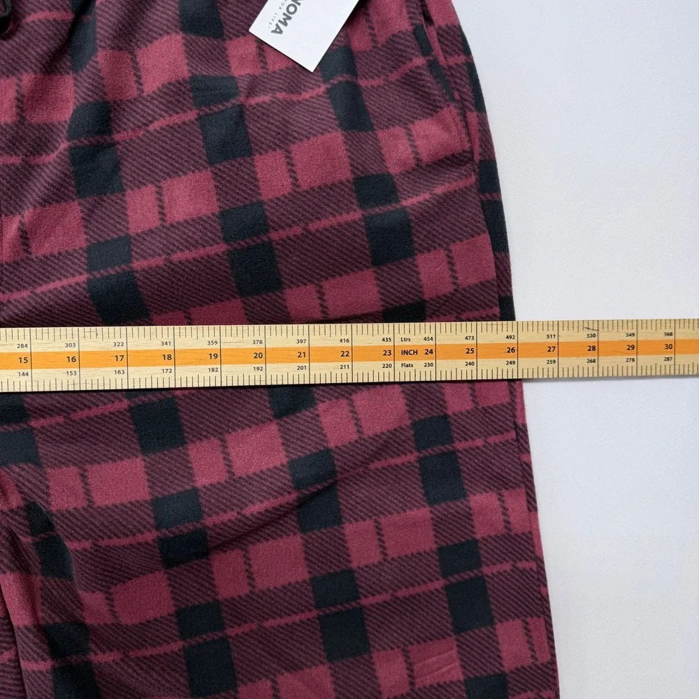 Sonoma Men XXL Red Black Plaid Microfleece Pajama Pants New